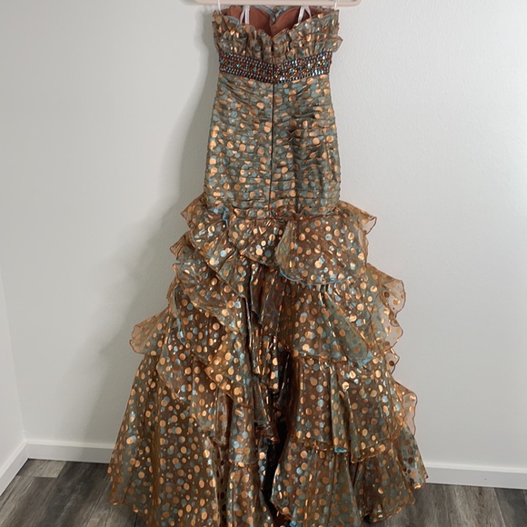 Tony Bowls size 2 copper & blue evening gown - Picture 6 of 9
